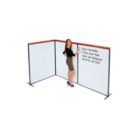 Global Equipment Interion    Deluxe Freestanding 3-Panel Corner Room Divider with Whiteboard, 48-1/4"W x 61-1/2"H 695173B